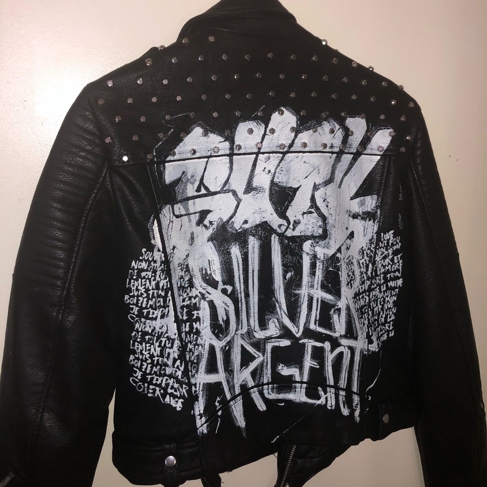 Zara graffiti rhinestone jacket!!